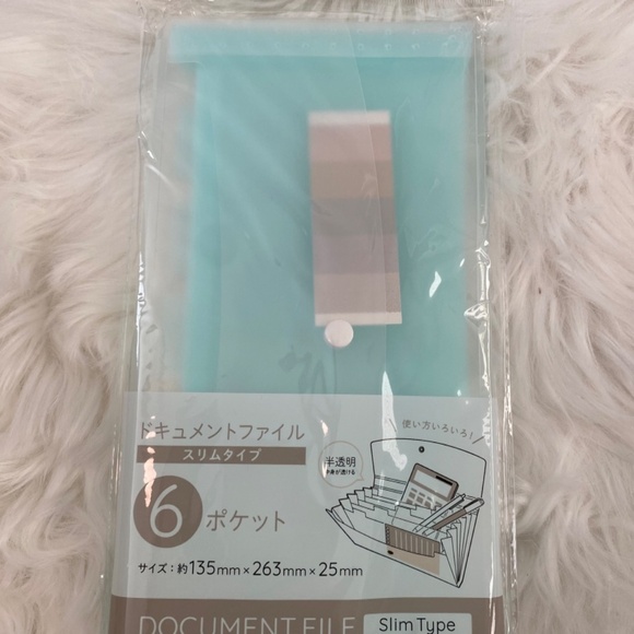 6-Pocket Document File with Index Card. Translucent. Blue-Green. Slim Type - Picture 5 of 8